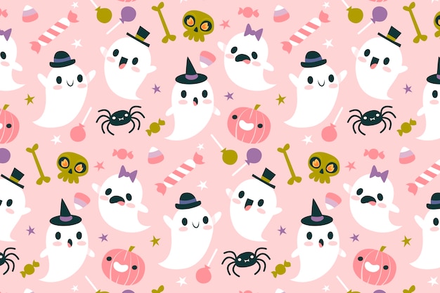 Flat halloween pastel pattern background