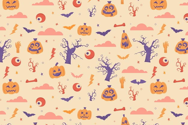 Free Vector flat halloween pastel pattern background