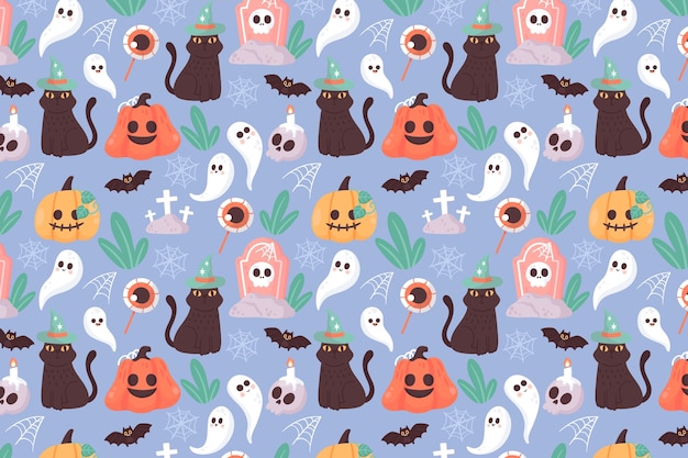 Free Vector flat halloween pastel pattern background