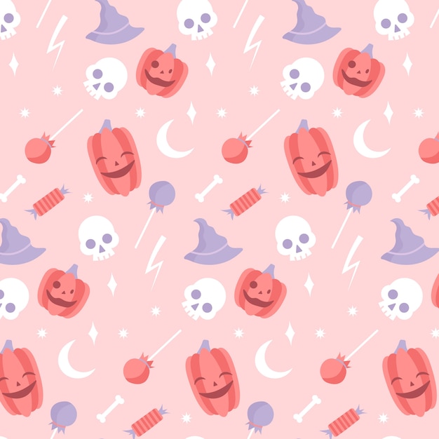 Flat halloween pastel pattern background