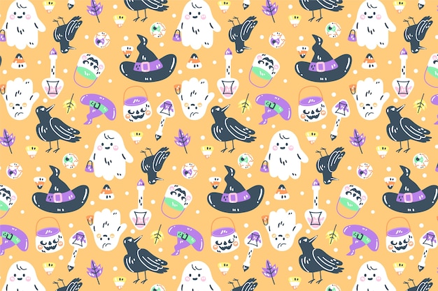 Free Vector flat halloween pastel pattern background