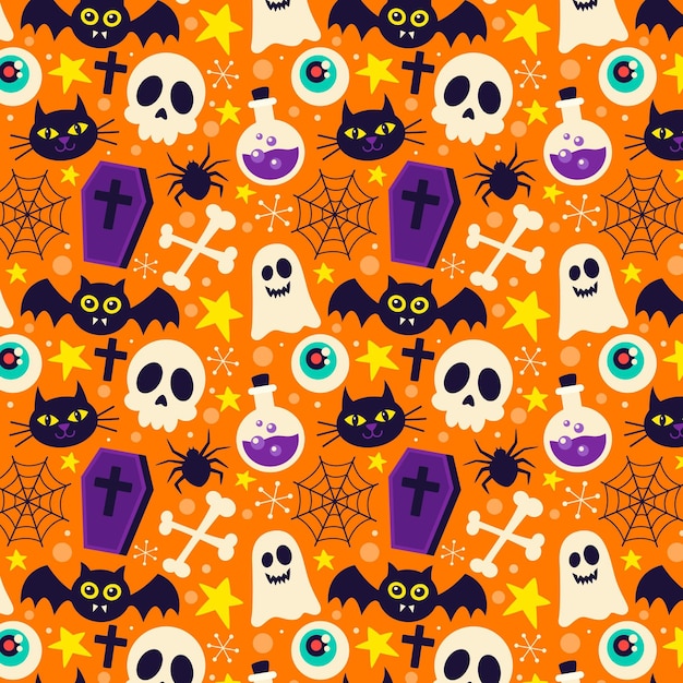 Flat halloween pattern design