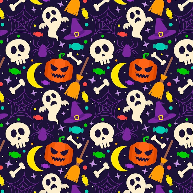 Flat halloween pattern design