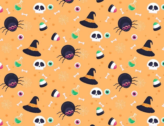 Flat halloween pattern design