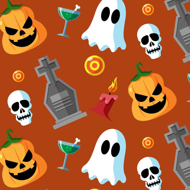 Flat halloween pattern design