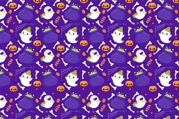 Free Vector flat halloween pattern design