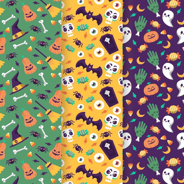 Flat halloween patterns collection