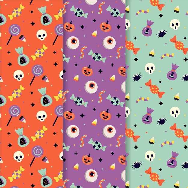 Flat halloween patterns collection