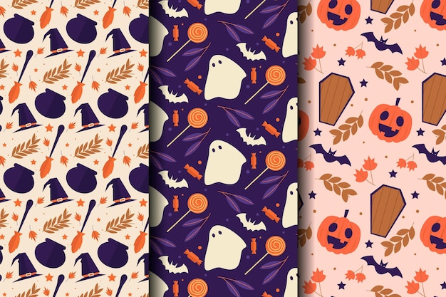 Flat halloween patterns collection