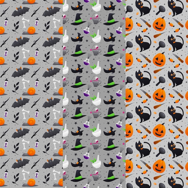 Free vector flat halloween patterns concept