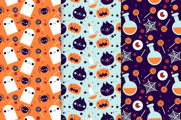 Free Vector flat halloween patterns