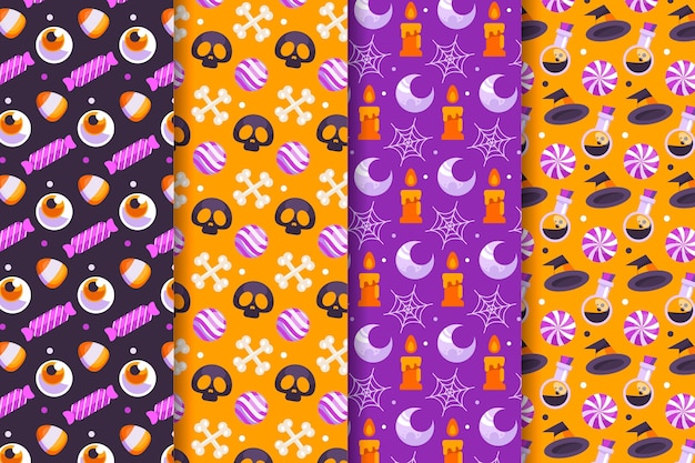 Flat halloween patterns