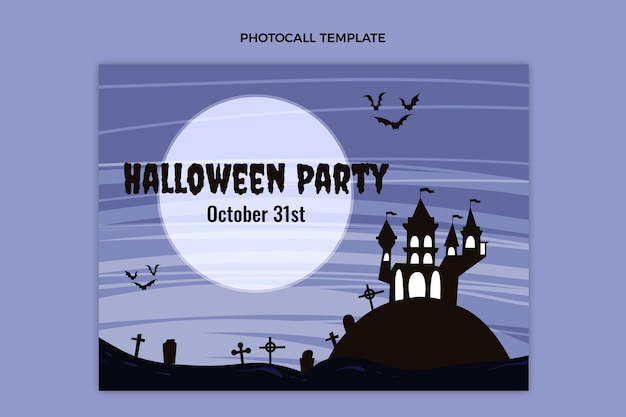 Free Vector flat halloween photocall template