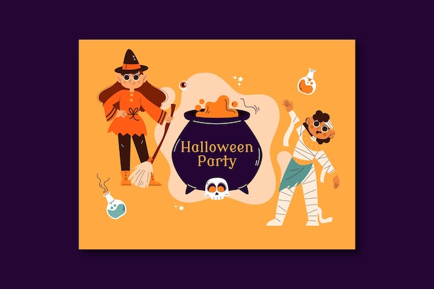 Flat halloween photocall template