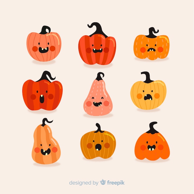 Free Vector flat halloween pumpkin collection