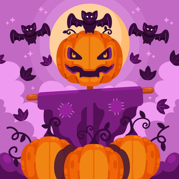 Flat halloween pumpkin illustration