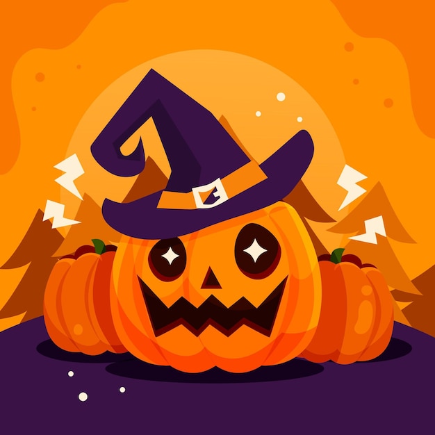 Free Vector flat halloween pumpkin illustration