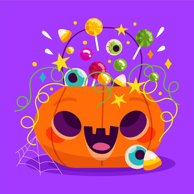 Flat halloween pumpkin illustration