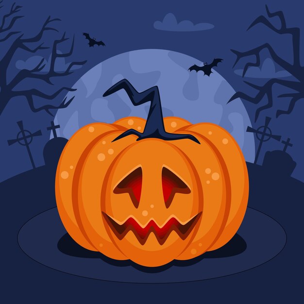 Flat halloween pumpkin illustration