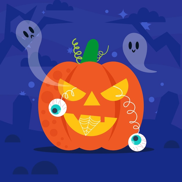 Flat halloween pumpkin illustration