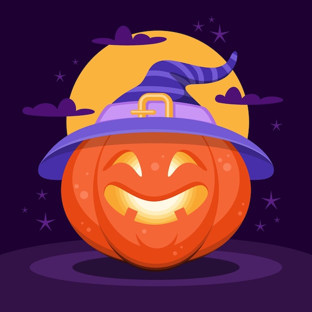 Flat halloween pumpkin illustration