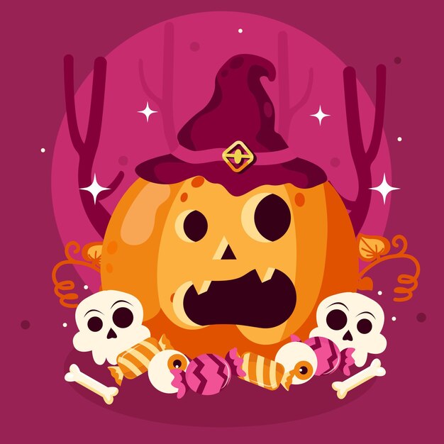 Flat halloween pumpkin illustration