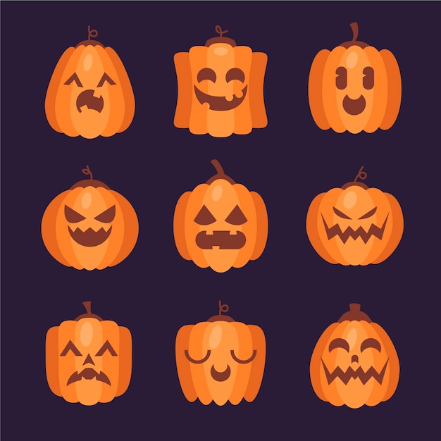 Free Vector flat halloween pumpkins collection