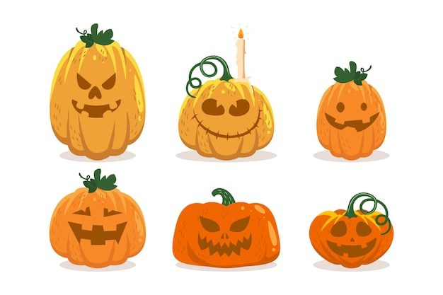 Free Vector flat halloween pumpkins collection