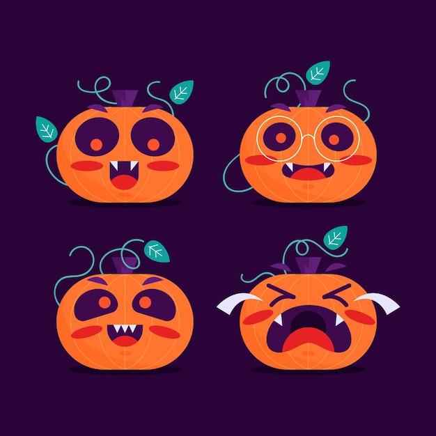 Free Vector flat halloween pumpkins collection