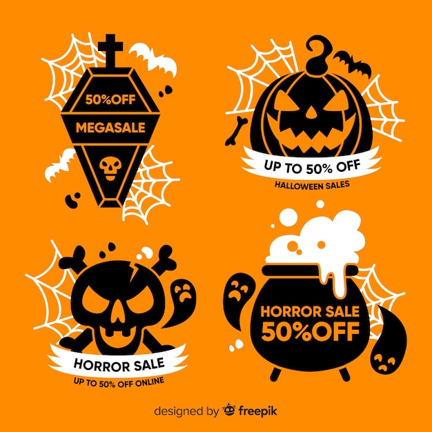 Flat halloween sale badge collection