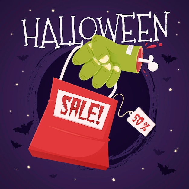 Free Vector flat halloween sale concept