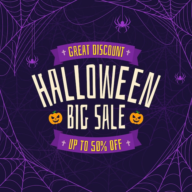 Flat halloween sale illustration