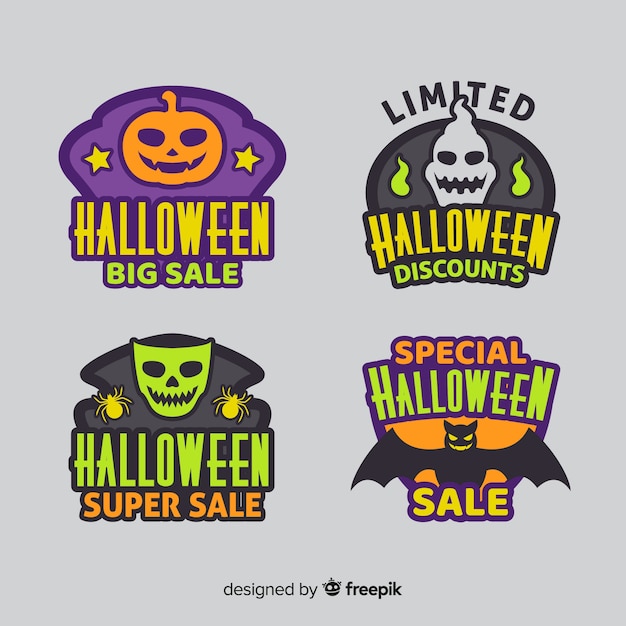 Flat halloween sale sticker collection