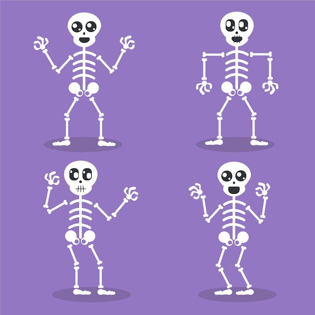 Free Vector flat halloween skeletons collection