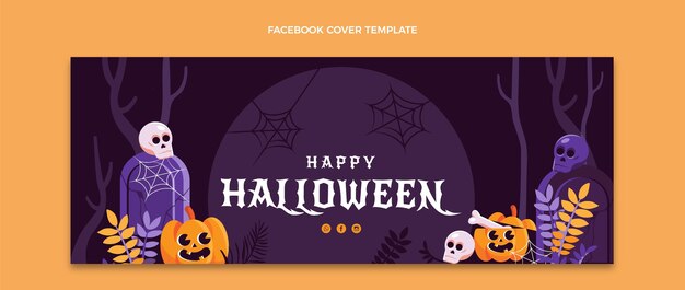 Flat halloween social media cover template