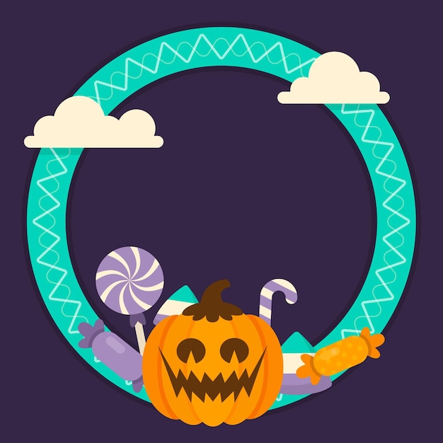 Free Vector flat halloween social media frame template