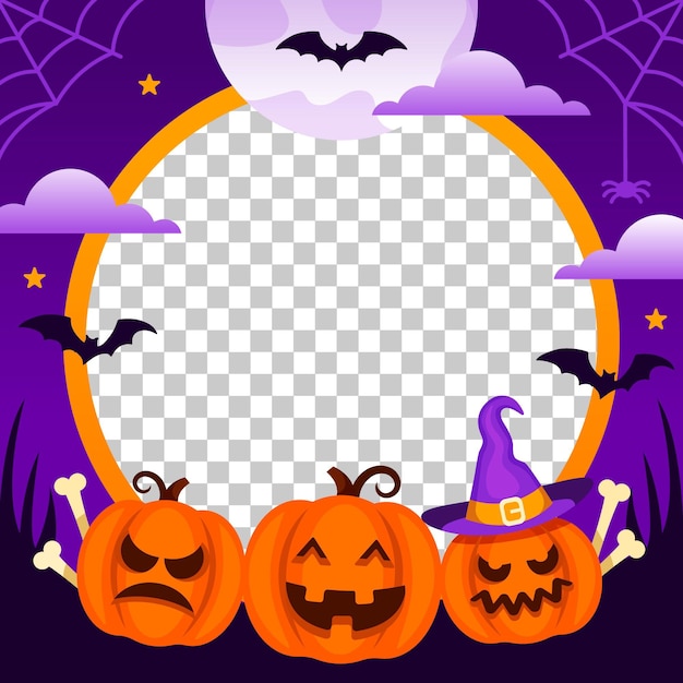 Free Vector flat halloween social media frame template