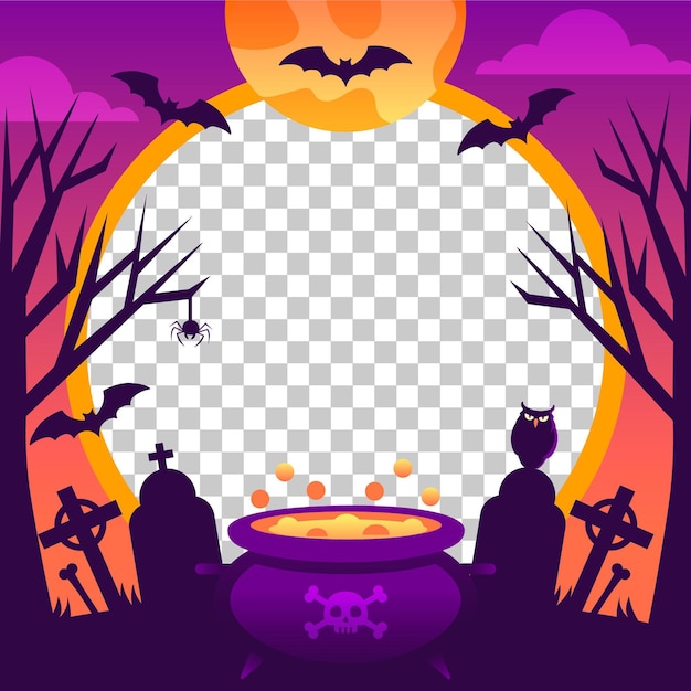 Flat halloween social media frame template