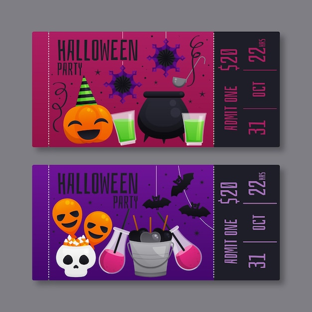 Free Vector flat halloween tickets illustration