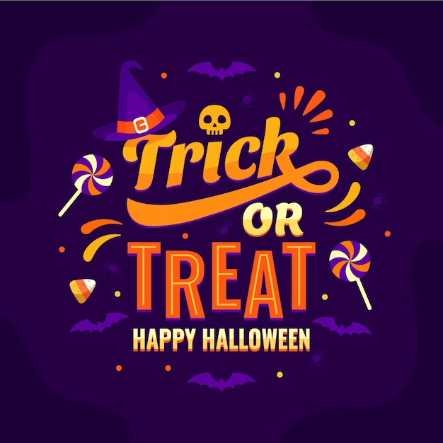 Flat halloween trick or treat lettering