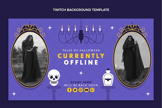 Flat halloween twitch background