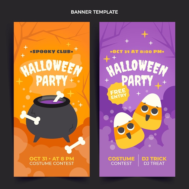 Flat halloween vertical banners set