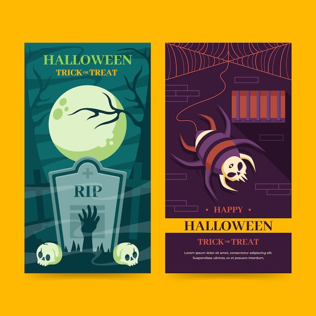 Free Vector flat halloween vertical banners set