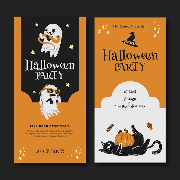 Flat halloween vertical banners set