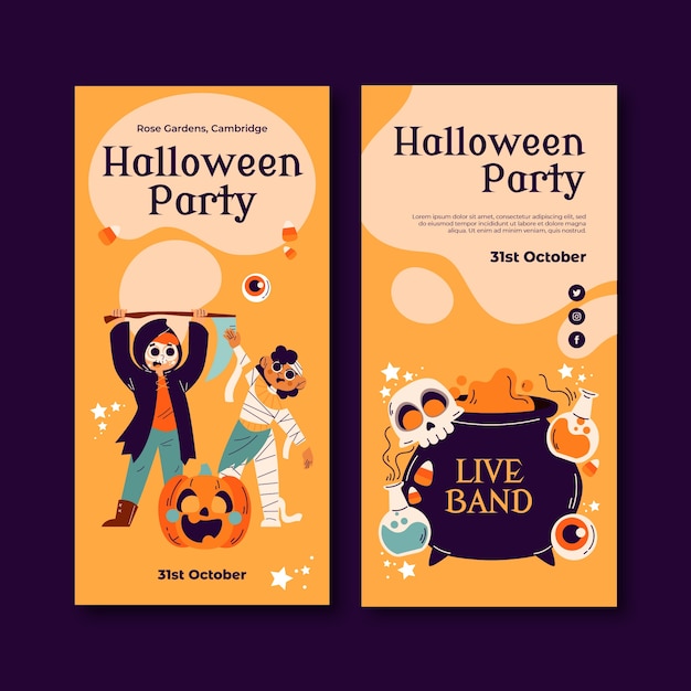 Flat halloween vertical banners set