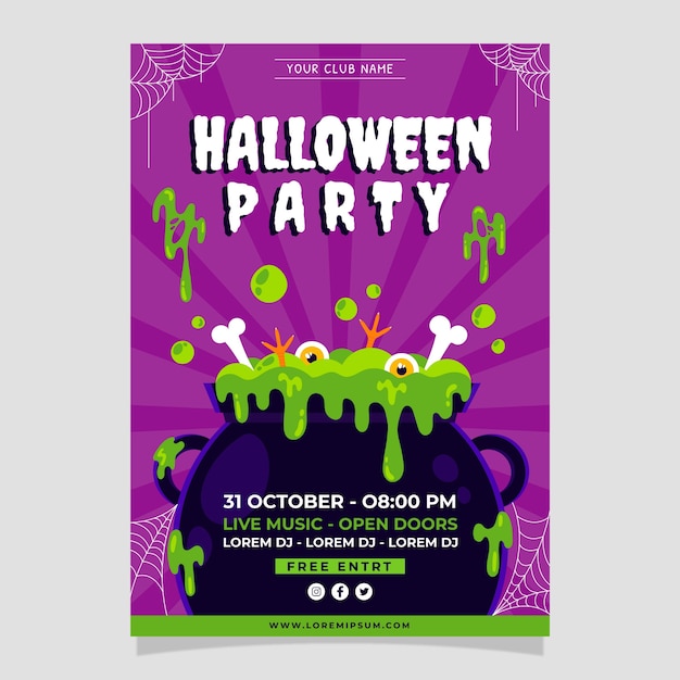 Flat halloween vertical flyer template