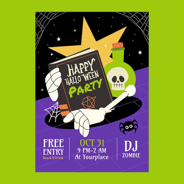 Flat halloween vertical flyer template