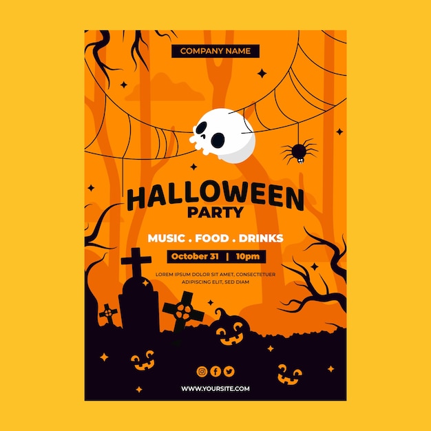 Flat halloween vertical flyer template