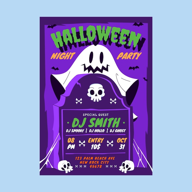 Flat halloween vertical poster template