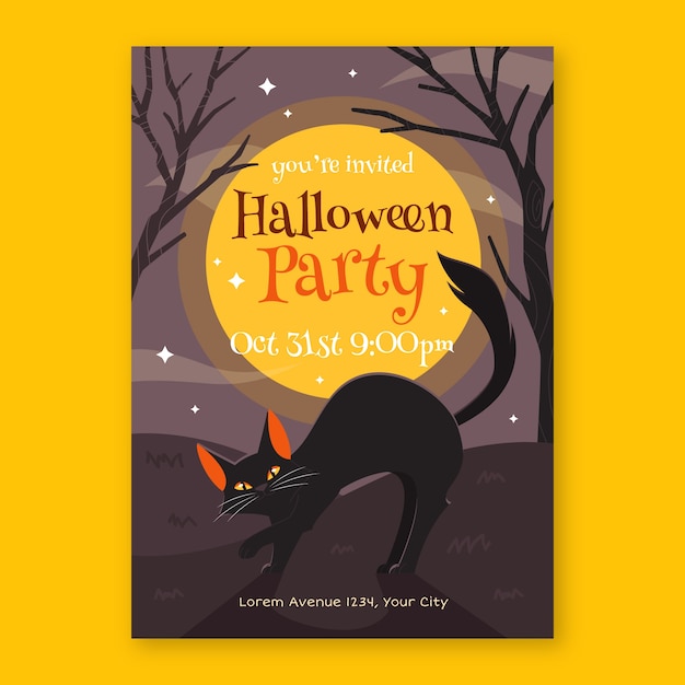 Flat halloween vertical poster template